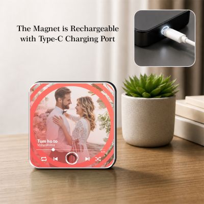 Customized Musical Fridge Magnet with Photo and Song  Romantic Couple Gift for Husband Wife Audio Message Gift Rechargeable Sound Magnet